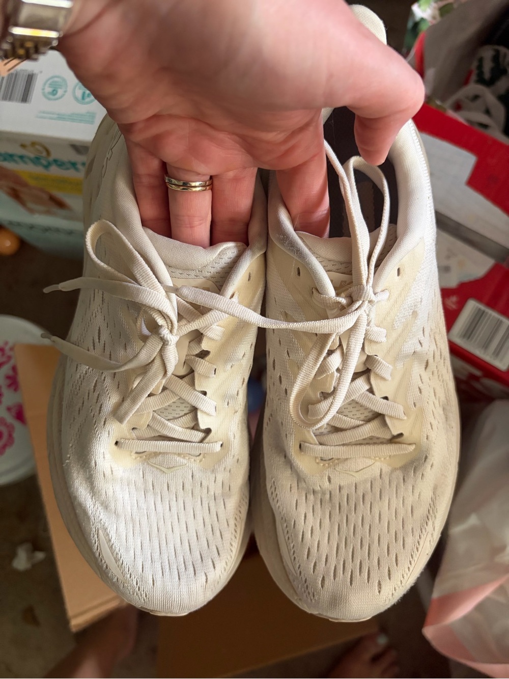 Hoka Women's Running Shoes in Cream